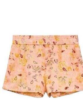 Zara Peach and Pink Floral Smocked Waist Shorts Set
